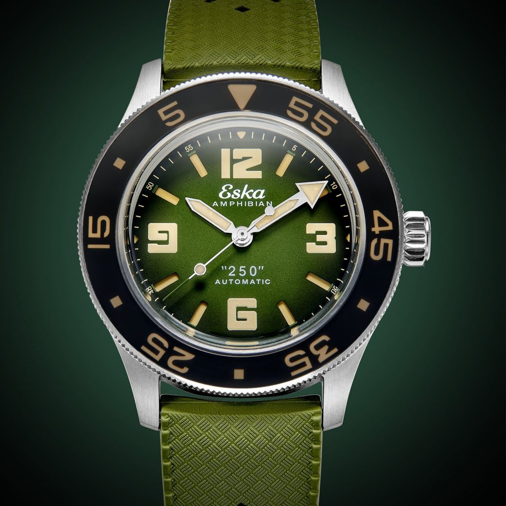 Eska Amphibian 250 Green Turtle limited edition accessible automatic vintage dive watch 6