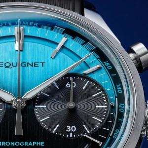 Cadran de la Pequignet Royale Paris Chrono BPM avec son échelle Beats Per Minute graduée jusqu'à 140